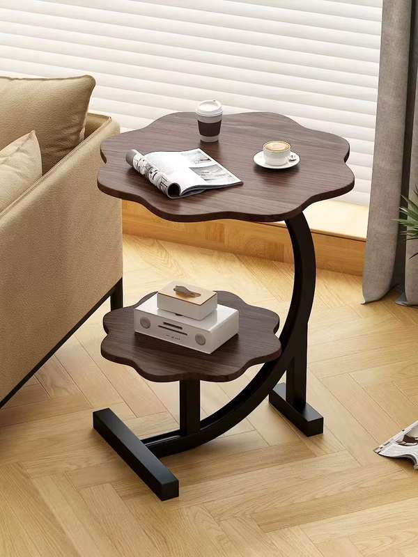 Modern Stylish C Shape Round Sofa Side Table 2 Layers