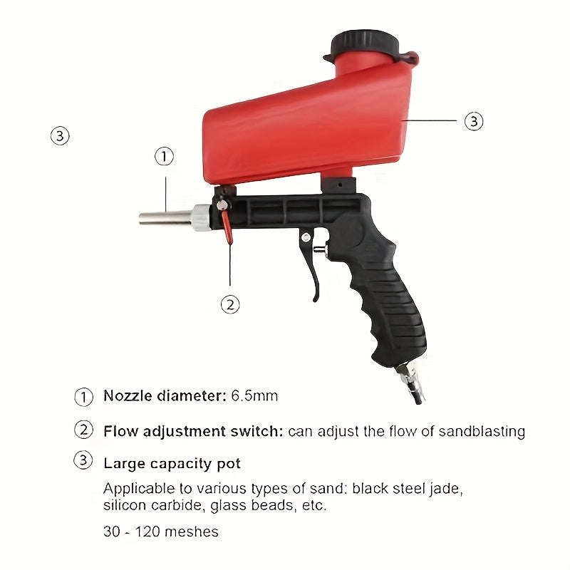 Handheld Pneumatic Sandblaster - No Batteries Required, Great For Grinding And Finishing Projects