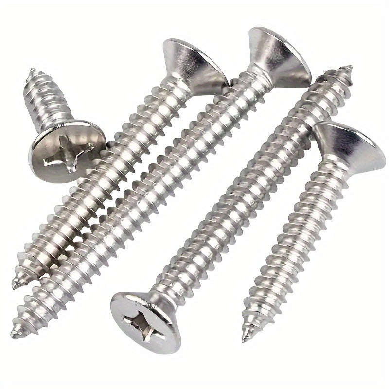 Flat Head Cross Recessed Tapping Screws100 Pcs