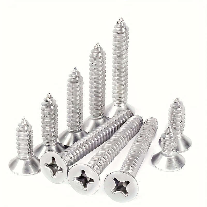 Flat Head Cross Recessed Tapping Screws100 Pcs