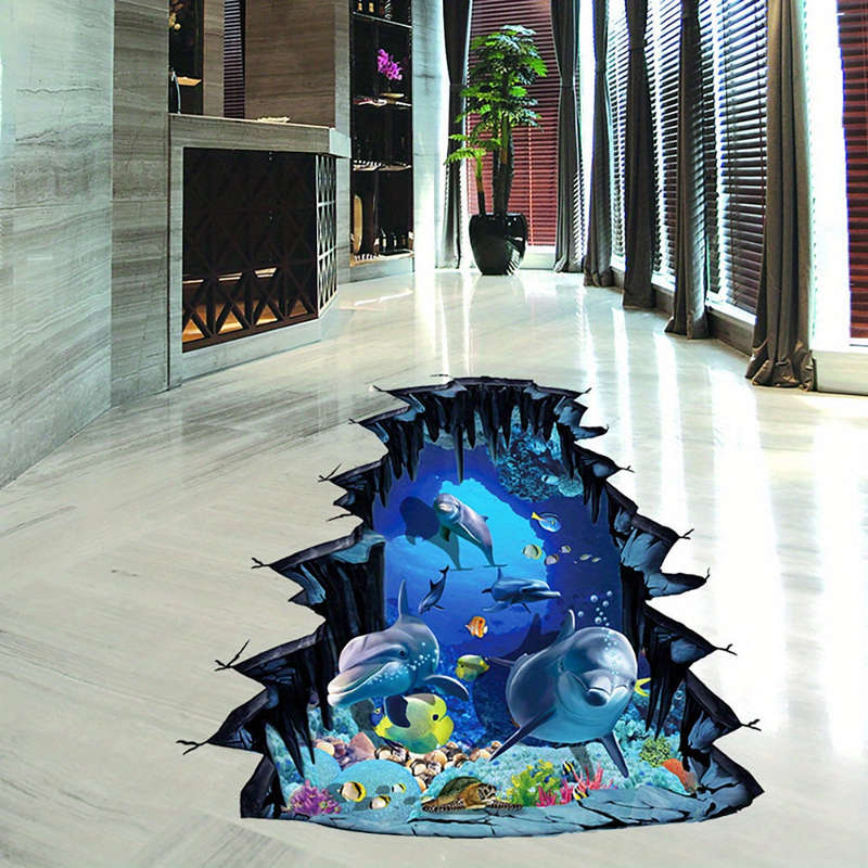 Wall Stickers Pvc Material Self-Adhesive Waterproof Underwater World Stickers Removable Floral Mural