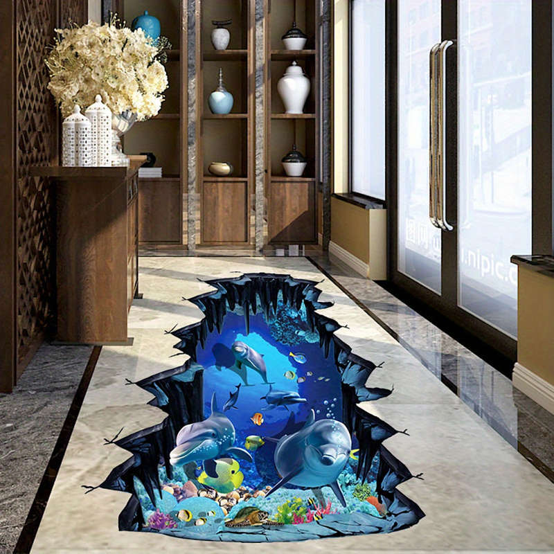 Wall Stickers Pvc Material Self-Adhesive Waterproof Underwater World Stickers Removable Floral Mural