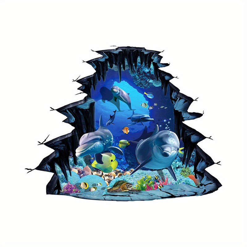 Wall Stickers Pvc Material Self-Adhesive Waterproof Underwater World Stickers Removable Floral Mural