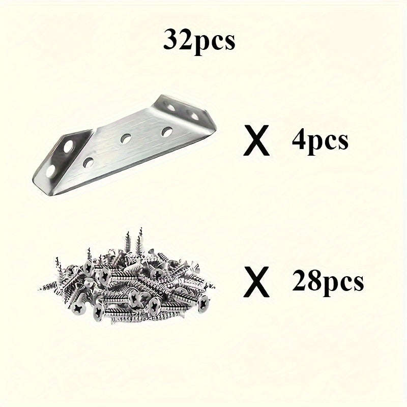 32-Piece Stainless Steel Angle Bracket Set