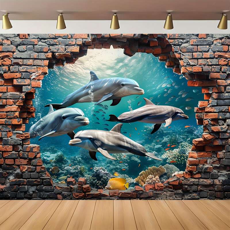 Underwater World Shark And Dolphin Photography Backdrop