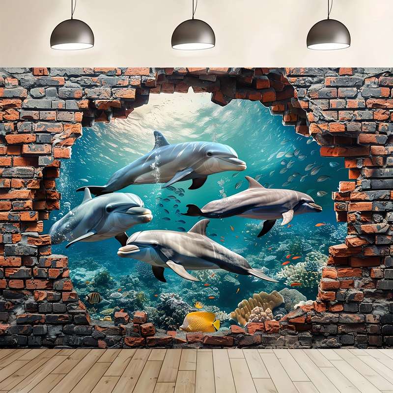 Underwater World Shark And Dolphin Photography Backdrop