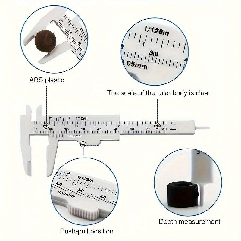 Convenient 1-Piece Mini Plastic Vernier Caliper