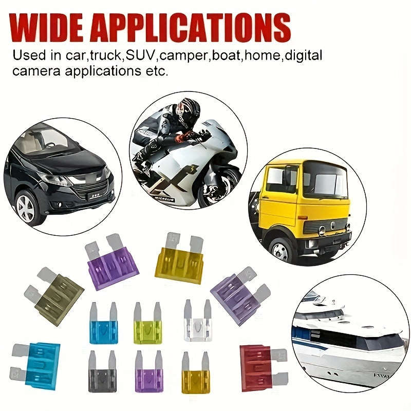 Durable 100 Piece Premium Medium Blade Automotive Fuse Combo Kit - Universal Fit For Cars, Trucks An