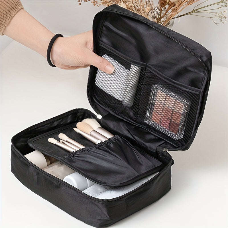 Portable Multifunctional Black Canvas Cosmetic Bag
