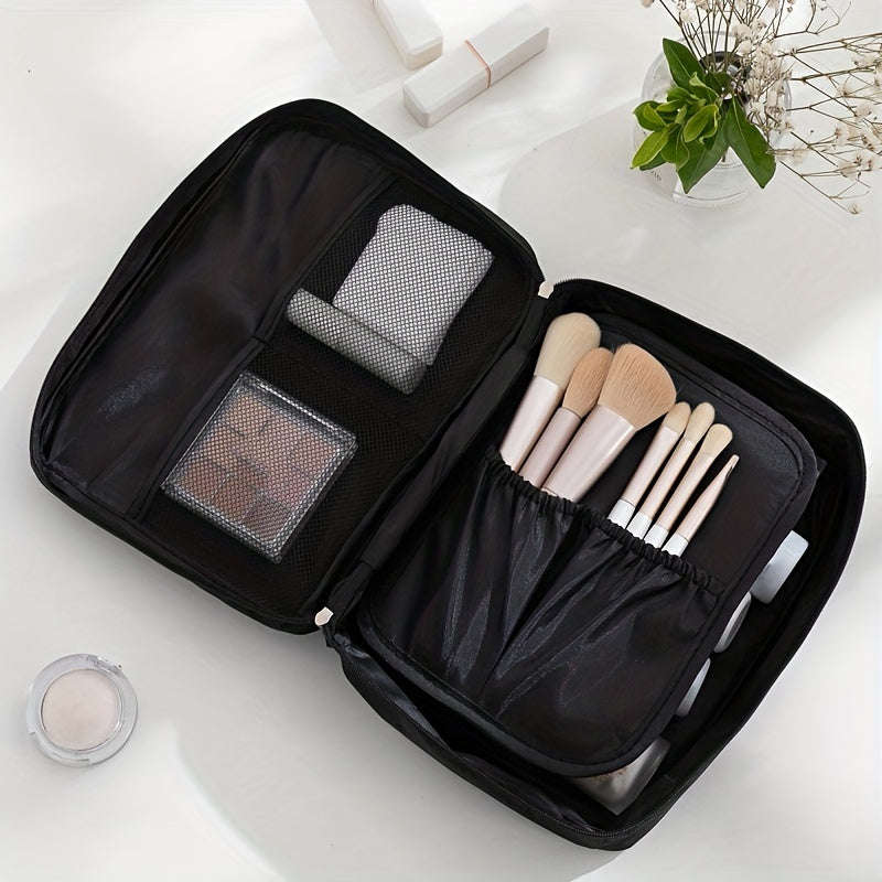 Portable Multifunctional Black Canvas Cosmetic Bag