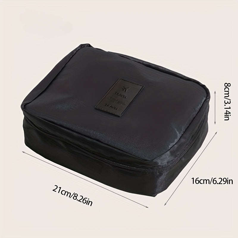 Portable Multifunctional Black Canvas Cosmetic Bag