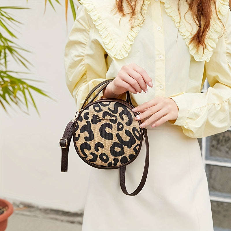 Fashion Retro Leopard Print Small Round Bag