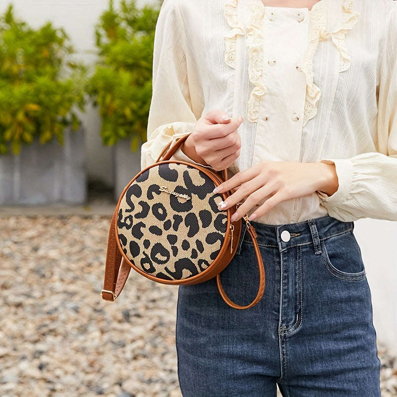 Fashion Retro Leopard Print Small Round Bag