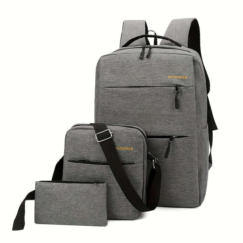Portable 3-Piece Travel Laptop Backpack SetDurable Computer Bag