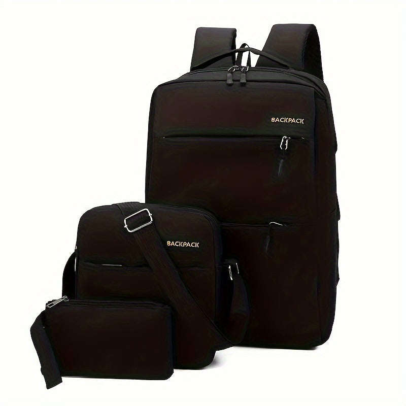Portable 3-Piece Travel Laptop Backpack SetDurable Computer Bag