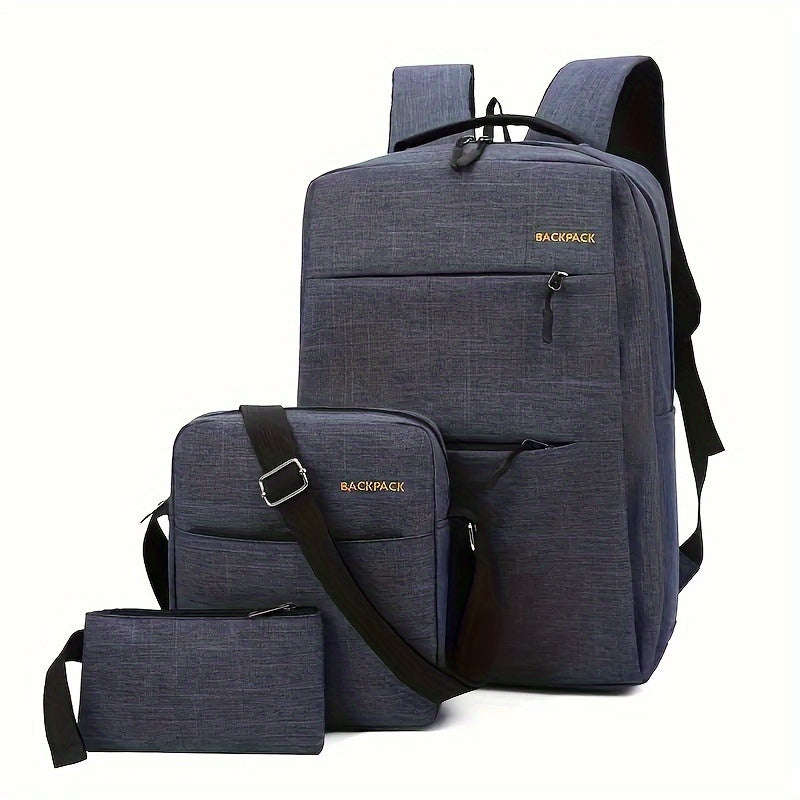 Portable 3-Piece Travel Laptop Backpack SetDurable Computer Bag