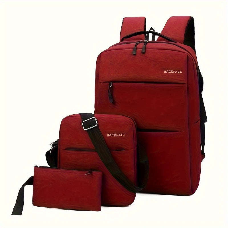 Portable 3-Piece Travel Laptop Backpack SetDurable Computer Bag