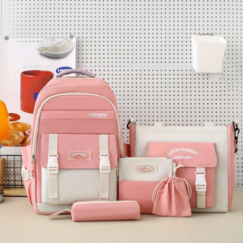 Durable 5-Piece Stylish Backpack Set For Women