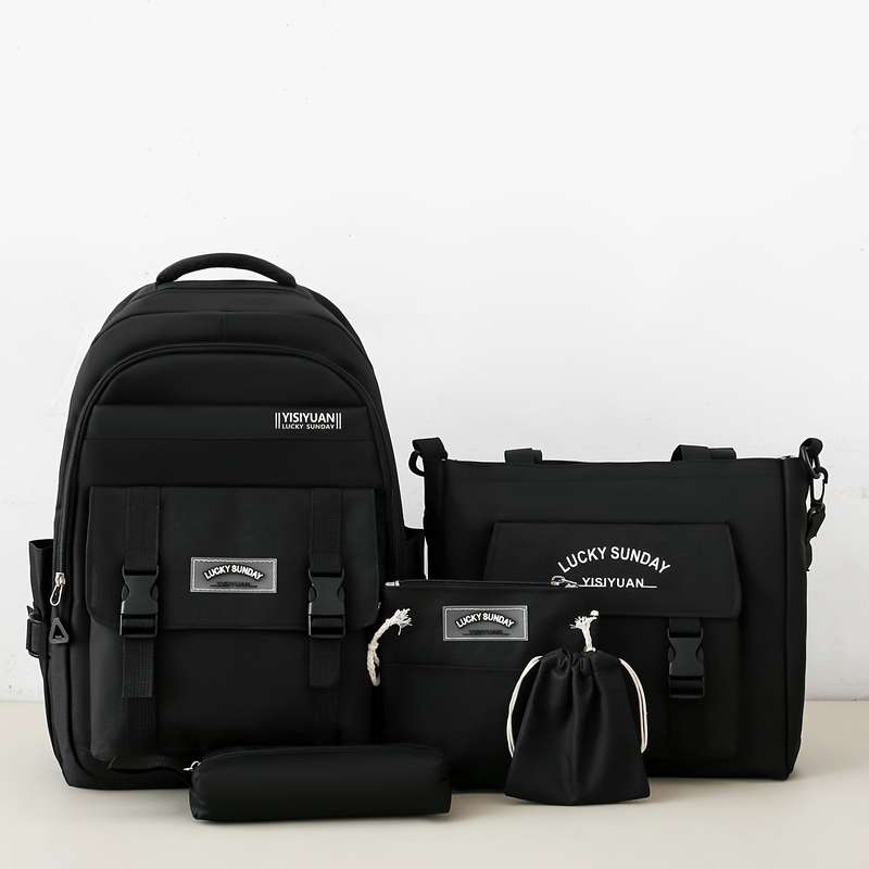 Durable 5-Piece Stylish Backpack Set For Women