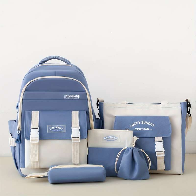 Durable 5-Piece Stylish Backpack Set For Women