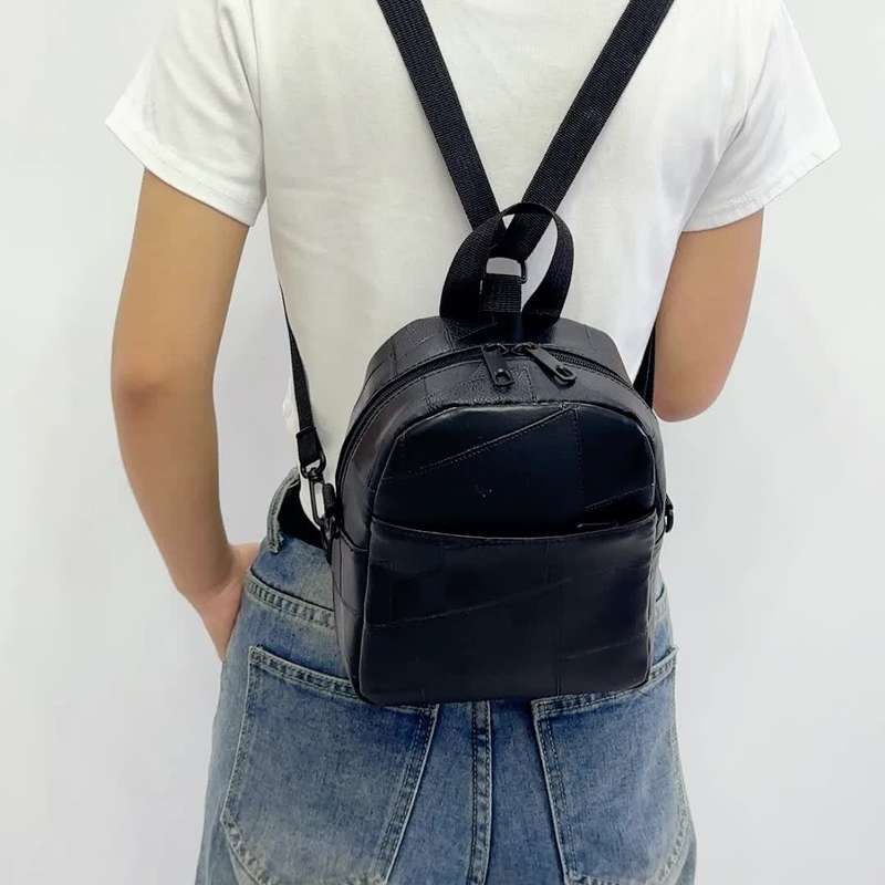 Stylish Black Faux Leather Backpack