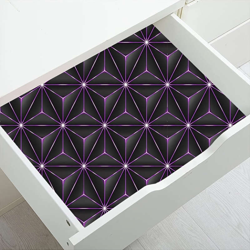 Pvc Tri-Proof Purple Geometric Wallpaper Roll - Easy Peel And Stick