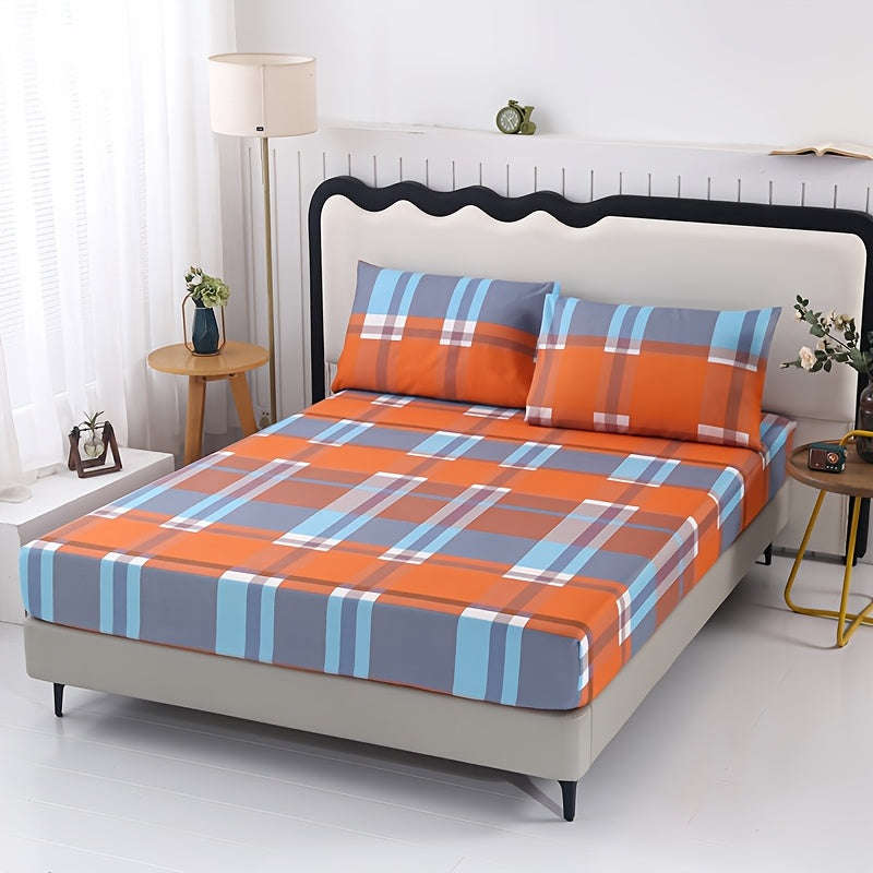 3 Pieces Modern Polyester Fitted Sheet Set