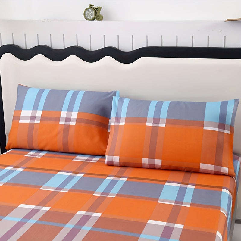 3 Pieces Modern Polyester Fitted Sheet Set