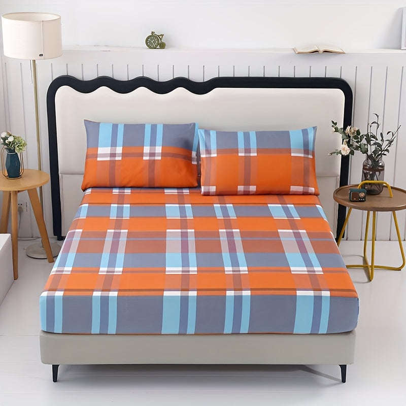 3 Pieces Modern Polyester Fitted Sheet Set