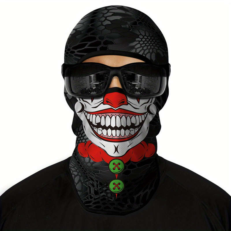 1 Pack Ghost Skull Face Pattern Breathable Windproof Uv Protection Balaclava Hat For Halloween Cospl
