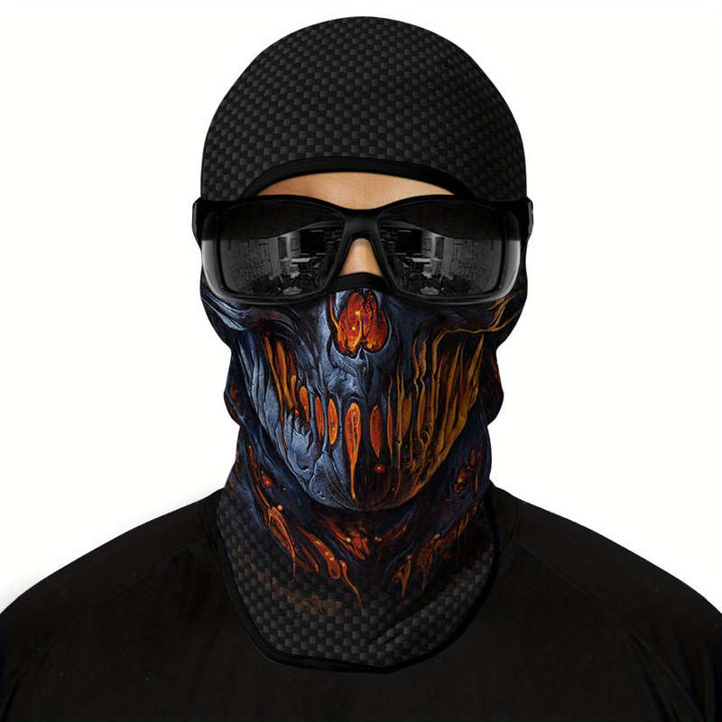 1 Pack Ghost Skull Face Pattern Breathable Windproof Uv Protection Balaclava Hat For Halloween Cospl