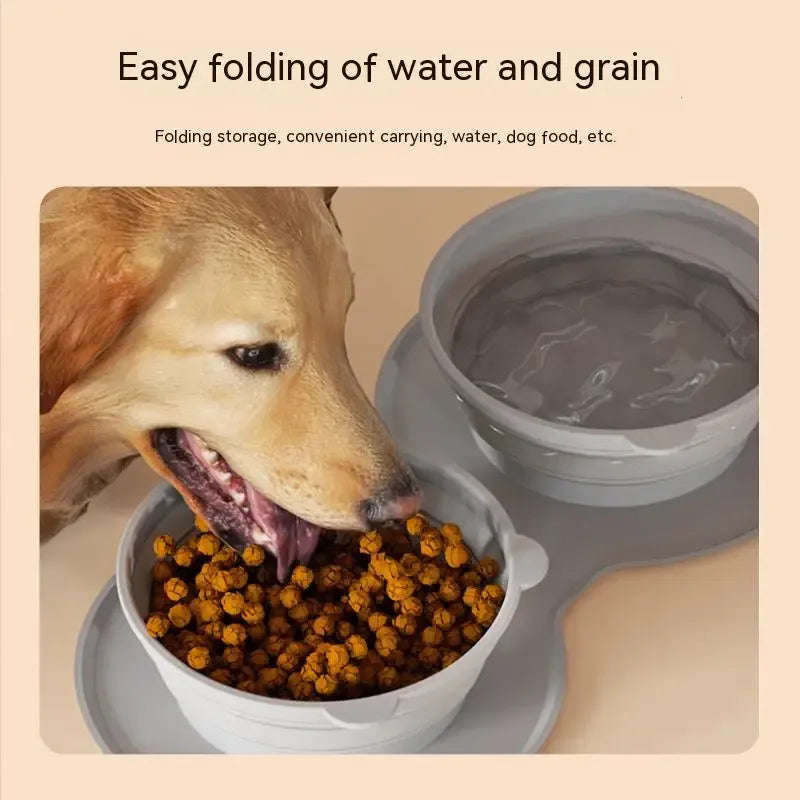 Foldable Silicone Pet Double Water Bowl