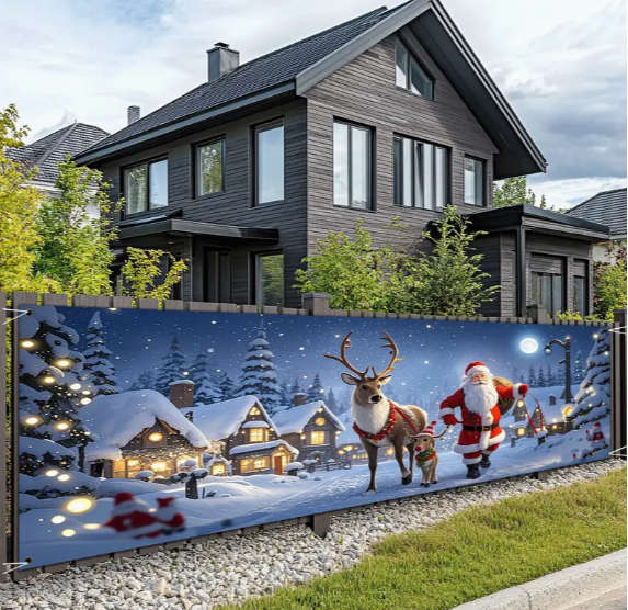 Christmas And New Year Polyester Banner 1 Pack (17 x 78 Inches)