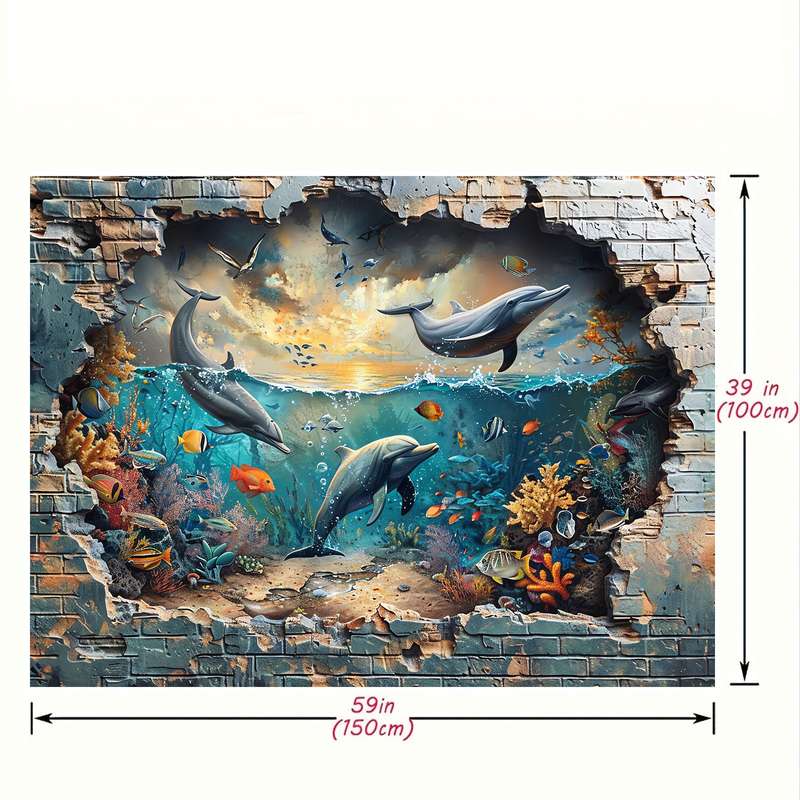 Underwater Shark And Coral Photo Booth Backdrop - Versatile Polyester Wall Mural