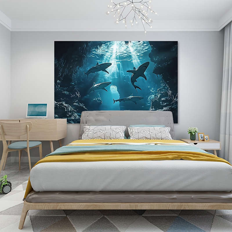 1pc Underwater Shark Background Polyester Fabric, Multipurpose Hanging Decoration