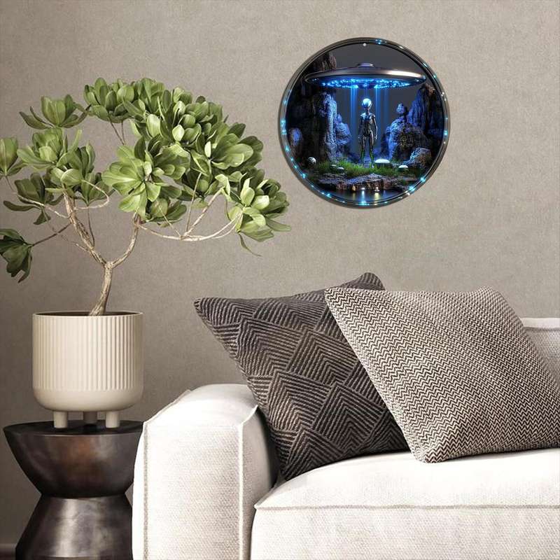 1pc Classic Style Alien And Spaceship Themed Aluminum Wall Decor Sign