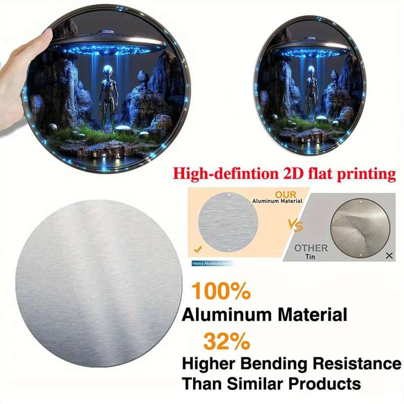 1pc Classic Style Alien And Spaceship Themed Aluminum Wall Decor Sign