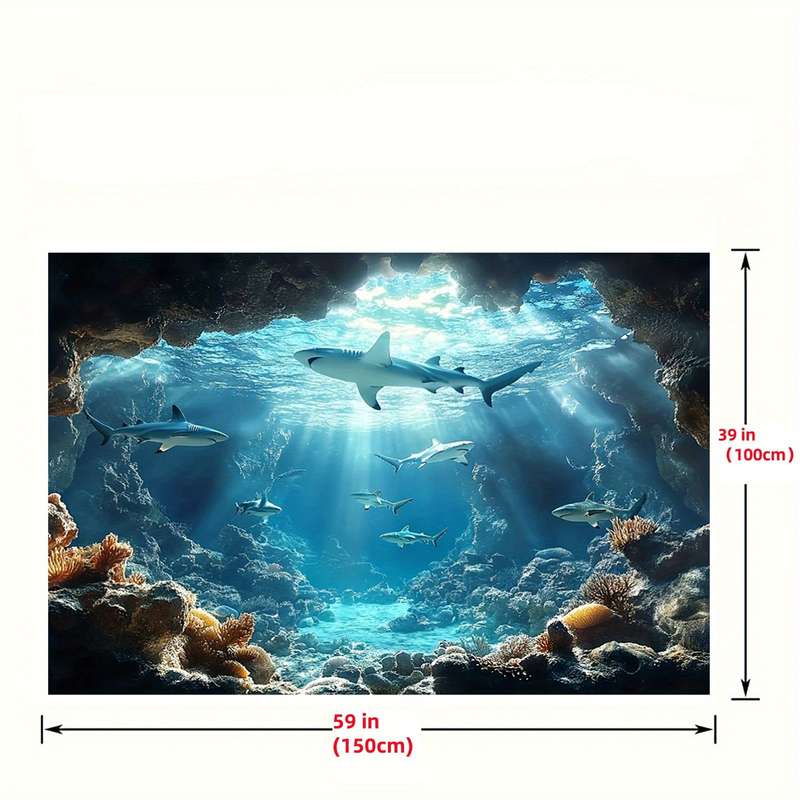 Underwater Sea Life Polyester Backdrop