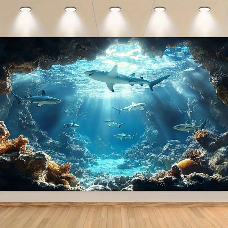 Underwater Sea Life Polyester Backdrop