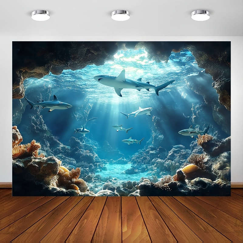 Underwater Sea Life Polyester Backdrop