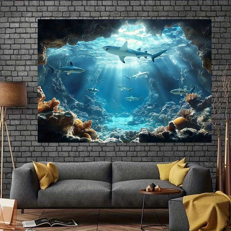 Underwater Sea Life Polyester Backdrop