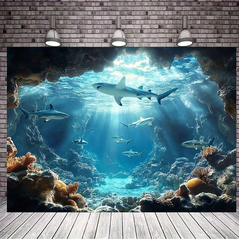 Underwater Sea Life Polyester Backdrop