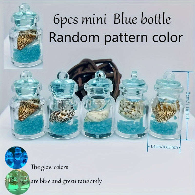 6 Luminous Transparent Bottles Ocean Theme Christmas Tree Mini Ornaments