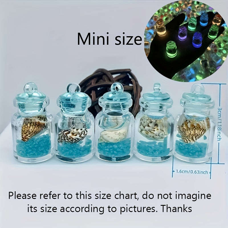 6 Luminous Transparent Bottles Ocean Theme Christmas Tree Mini Ornaments