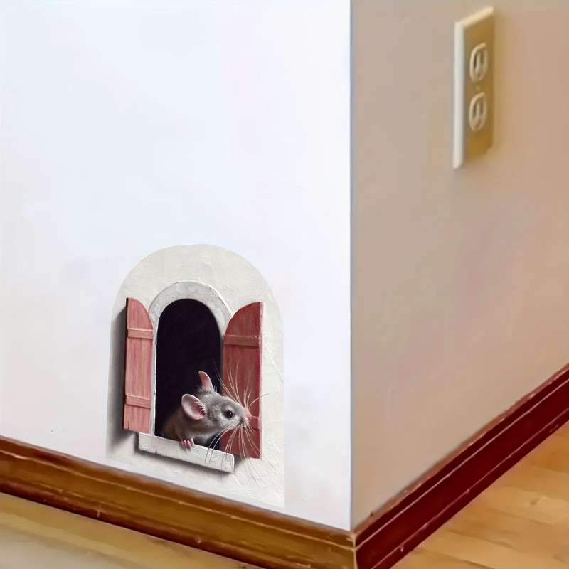 1pc 3D Cartoon Mouse Window Sticker Door Opening Home Wall Decoration Window Decal Sticker