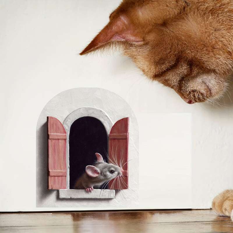 1pc 3D Cartoon Mouse Window Sticker Door Opening Home Wall Decoration Window Decal Sticker
