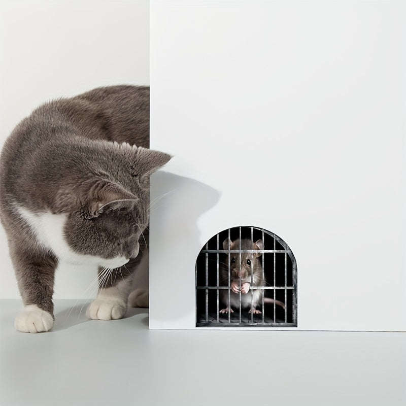 1pc Cute 3D Mouse Hole Sticker