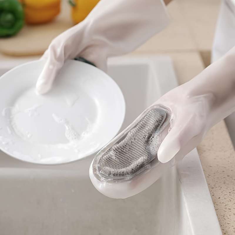 Silicone Magic Brush Latex Dishwashing GlovesWaterproof