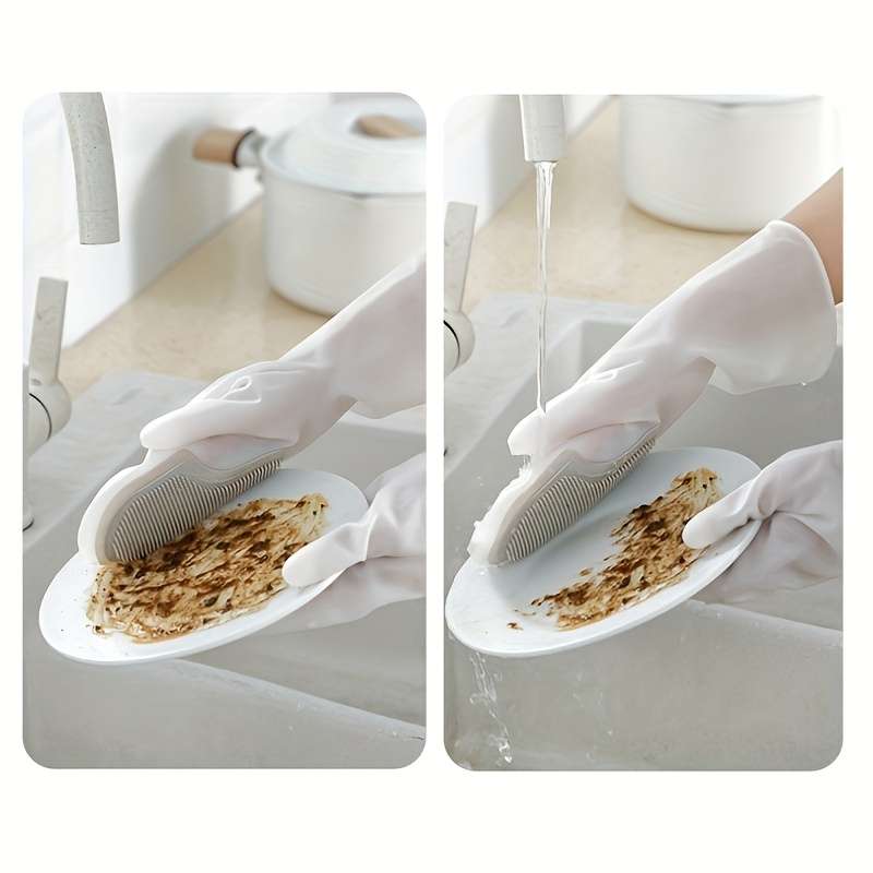 Silicone Magic Brush Latex Dishwashing GlovesWaterproof