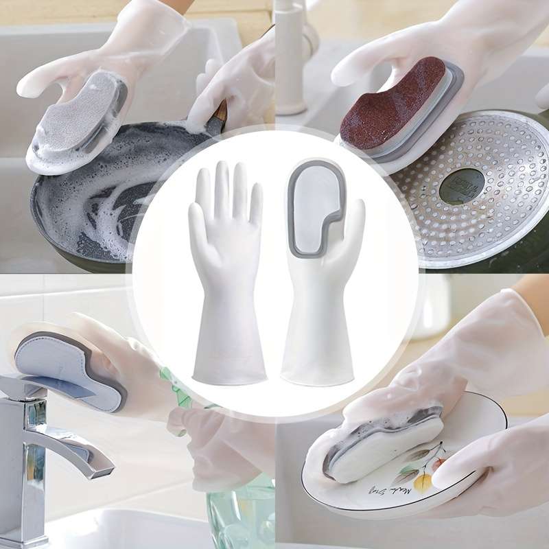 Silicone Magic Brush Latex Dishwashing GlovesWaterproof
